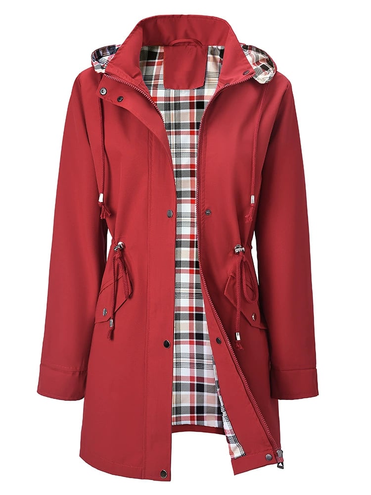 Camilla – Hooded Raincoat with Checked Lining