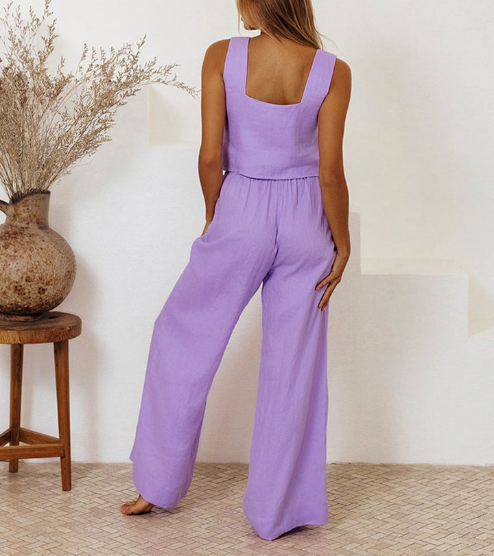 Cara | Minimalist Top Set and Wide Leg Trousers
