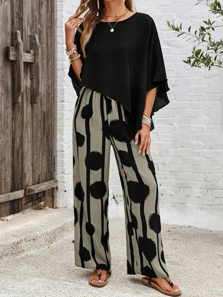 Maxine – Relaxed Batwing Top and Wide-Leg Trouser Set