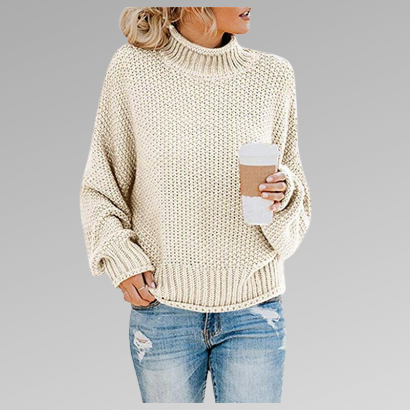 Joan – Chunky Knit Polo Neck Jumper