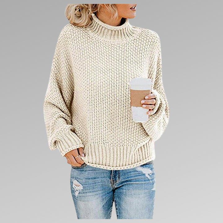 Joan – Chunky Knit Polo Neck Jumper