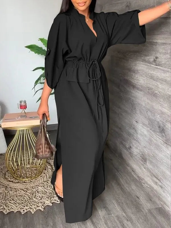 Esme – Drawstring Waist Casual Maxi Dress