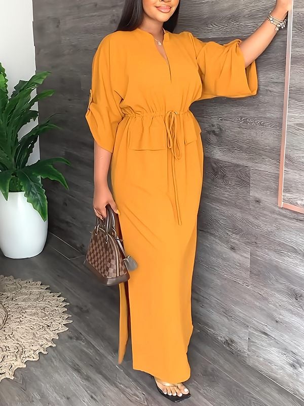 Esme – Drawstring Waist Casual Maxi Dress