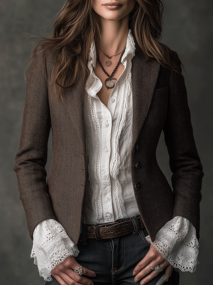 Leonora – Tailored Tweed-Look Structured Blazer