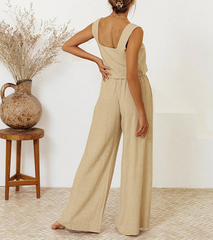 Cara | Minimalist Top Set and Wide Leg Trousers