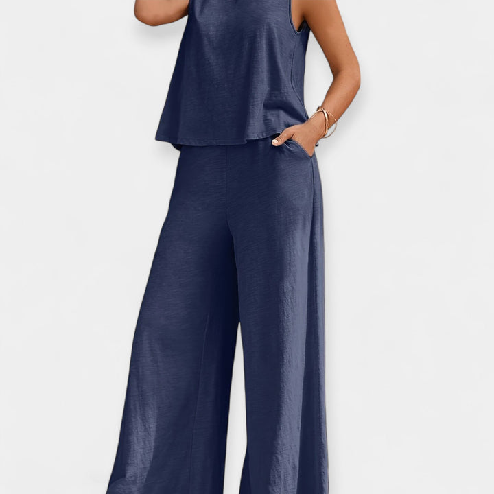 Mallory | Sleeveless Top and Wide-Leg Trousers Ensemble