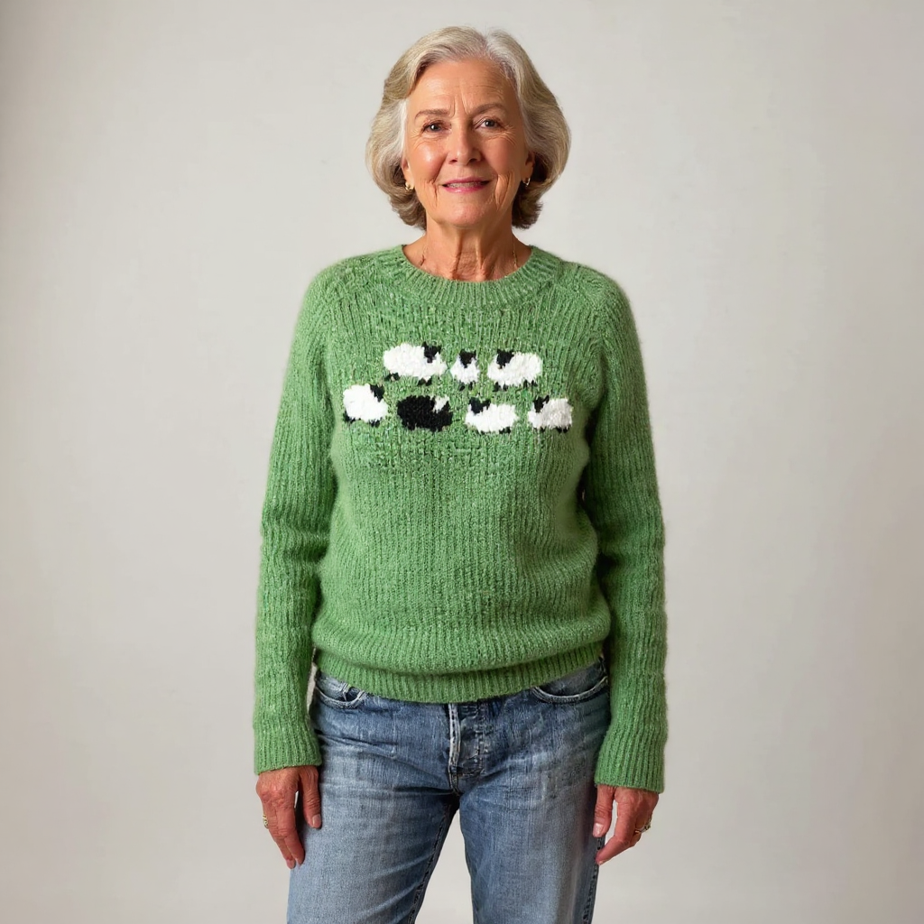 Daphne – Charming Sheep Motif Knit Jumper