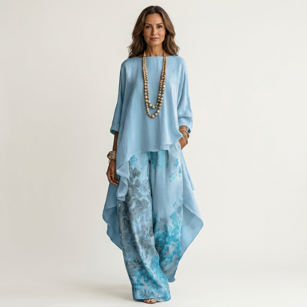 Thomasina – Asymmetric Tunic and Wide-Leg Trouser Set