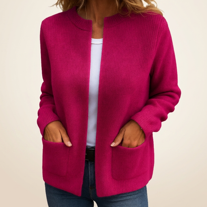 Eithne – Ribbed Open-Front Cardigan with Pockets