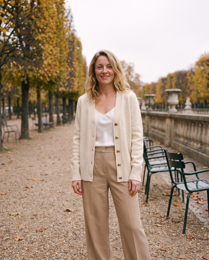 Jill – V-Neck Cardigan with Heart Buttons