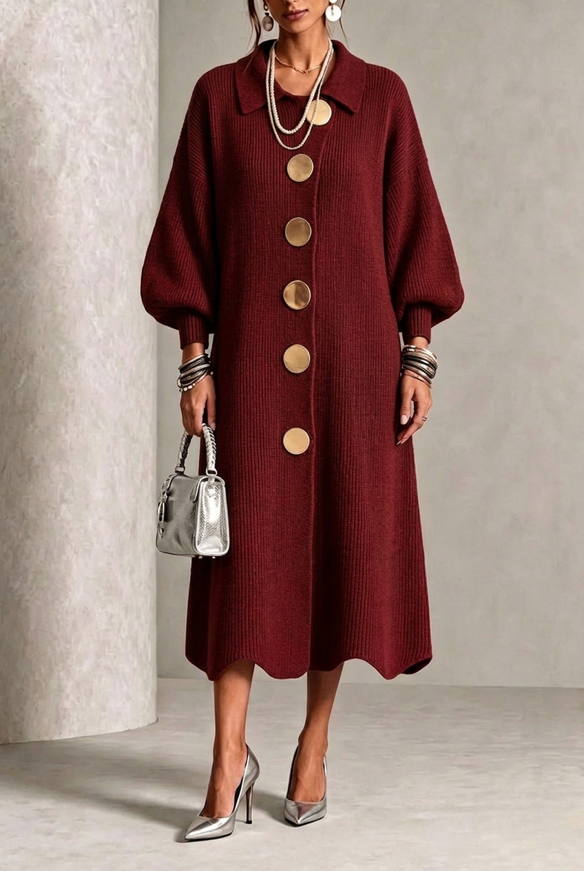 Audrey – Knit Button-Down Midi Dress