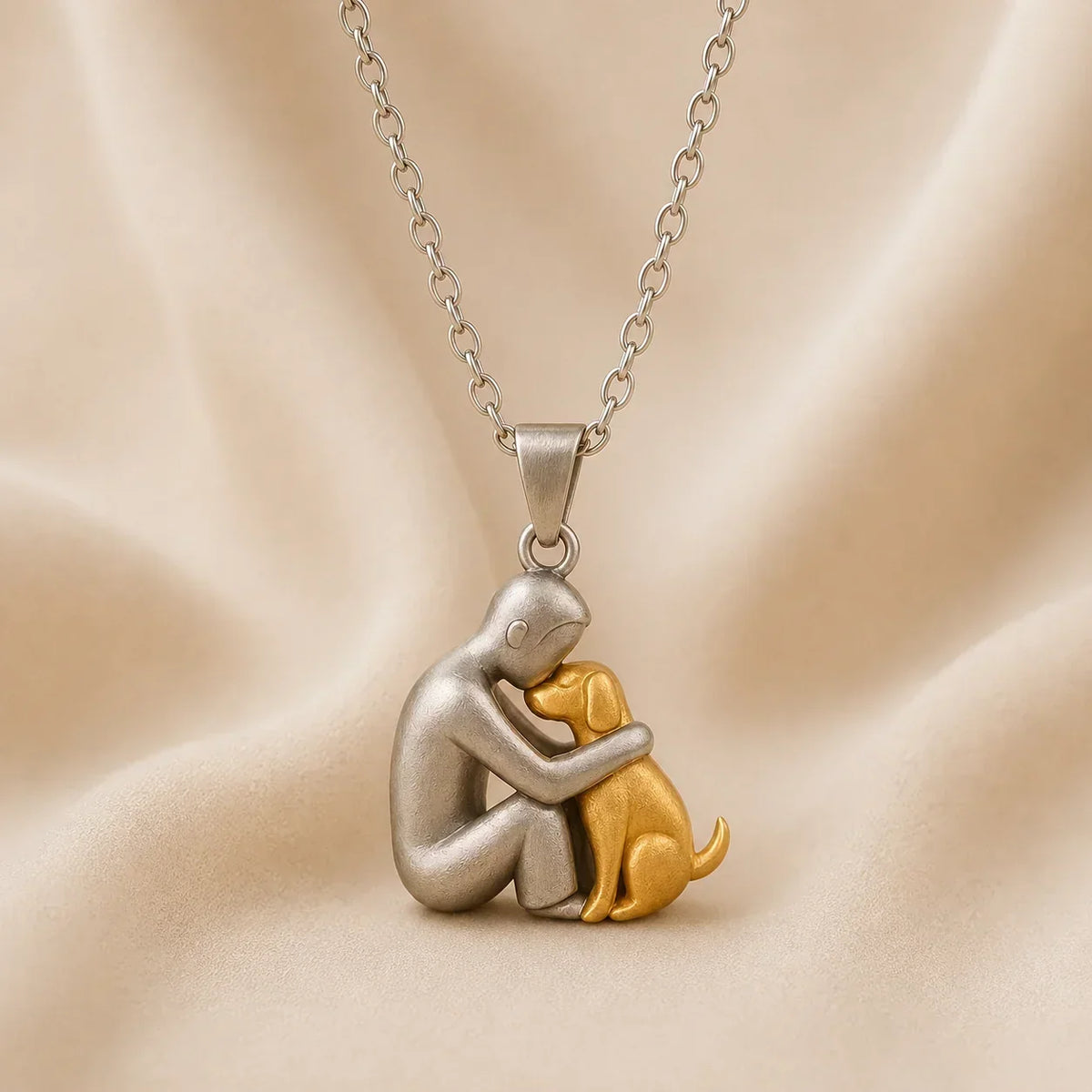 Bridie – Person and Dog Embrace Pendant Necklace