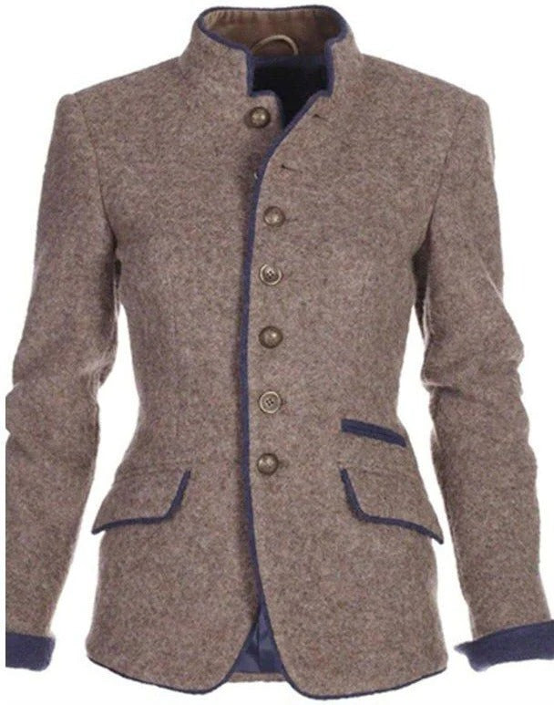 Petra – Vintage Stand Collar Tailored Blazer