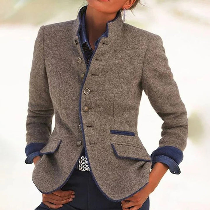 Petra – Vintage Stand Collar Tailored Blazer