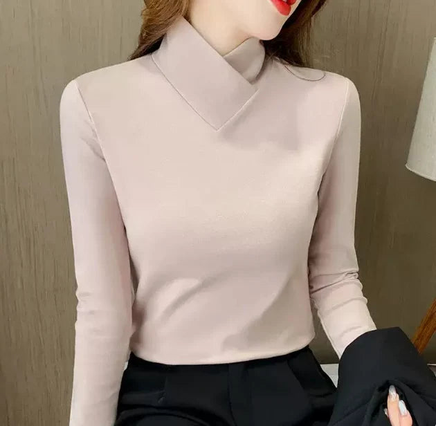 Vivien – Elegant High-Neck Long Sleeve Top