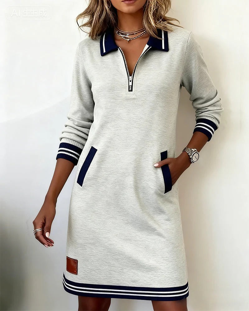 Kathleen – Zip Collar Sporty Mini Dress