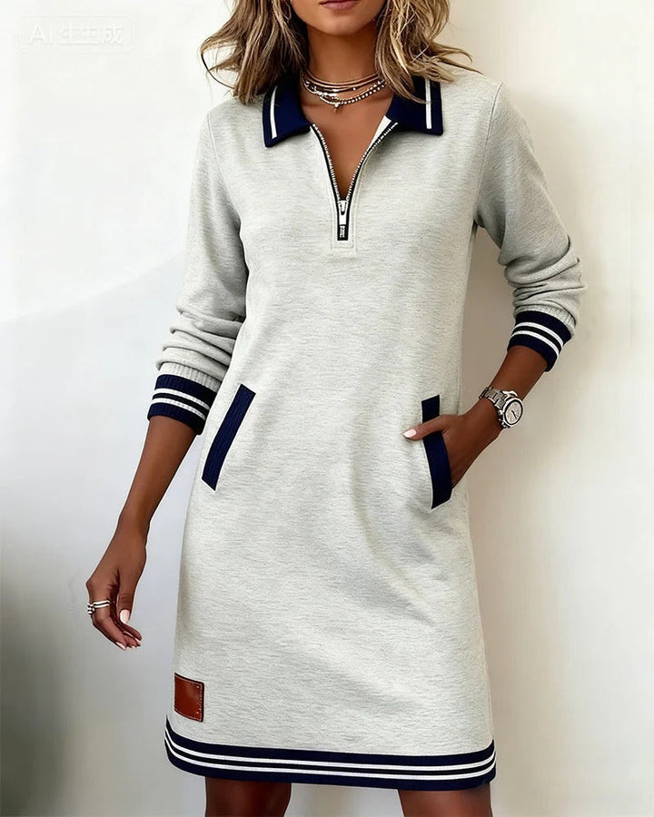 Kathleen – Zip Collar Sporty Mini Dress