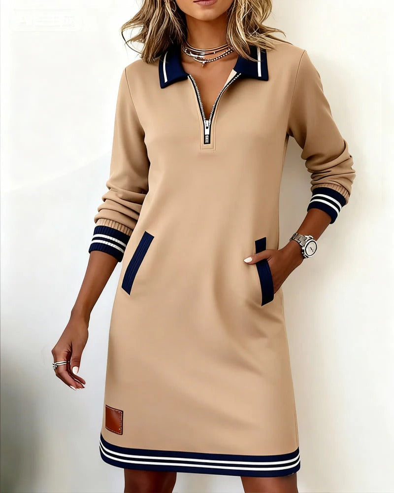 Kathleen – Zip Collar Sporty Mini Dress