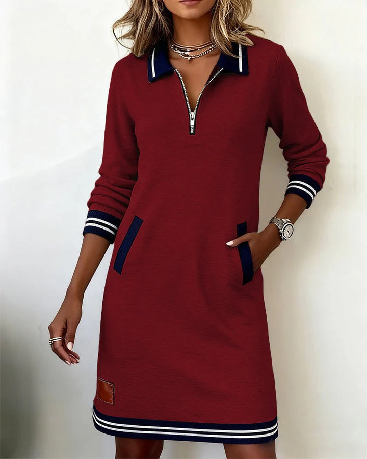 Kathleen – Zip Collar Sporty Mini Dress
