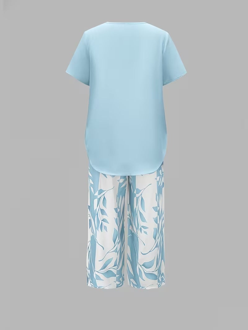 Portia | Casual Leaf Print Two-Piece Set