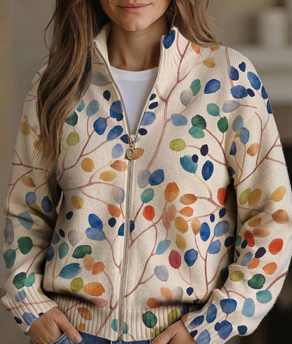 Sonia – Botanical Print Zip-Up Jacket