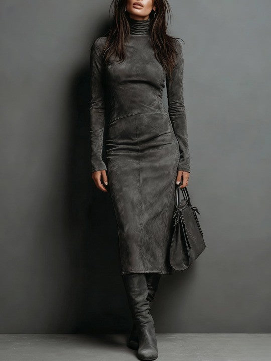 Isobel – Polo Neck Fitted Midi Dress