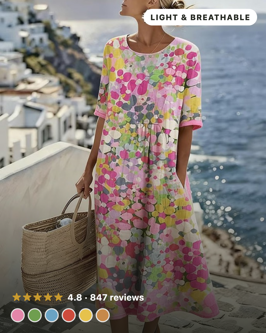 Theodora – Abstract Floral Print Midi Dress