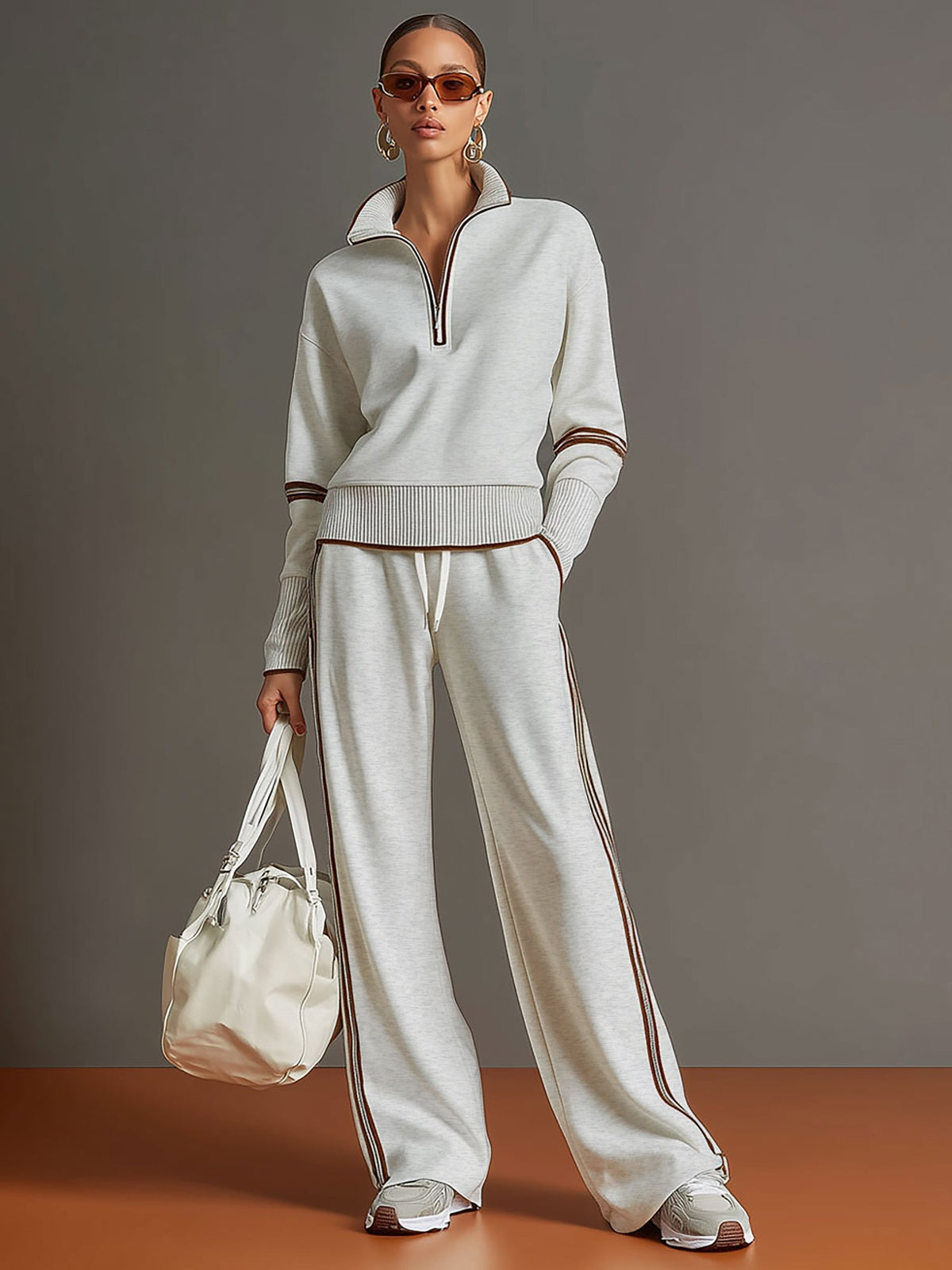 Carol – Zip Collar Top and Wide-Leg Set