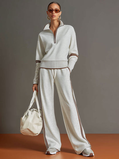 Carol – Zip Collar Top and Wide-Leg Set