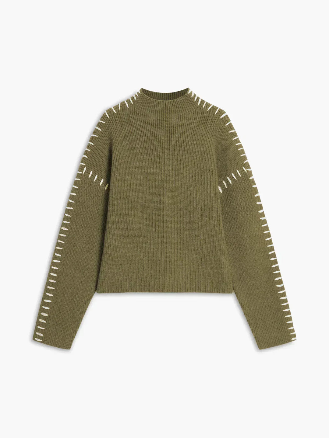 Mhairi – Oversized Ribbed Jumper with Whipstitch Detail
