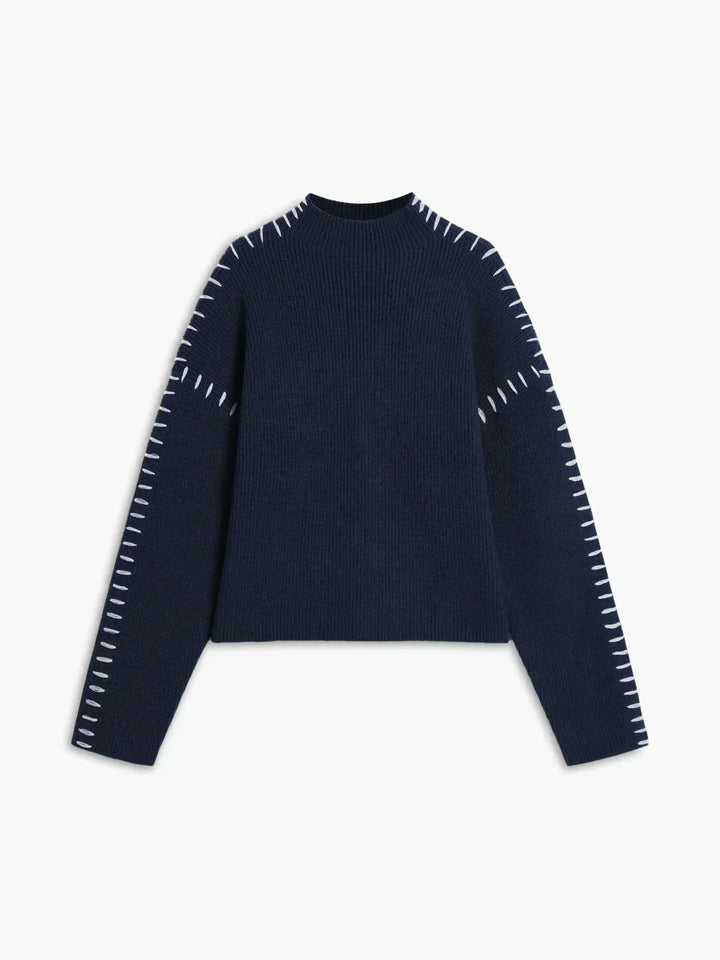 Mhairi – Oversized Ribbed Jumper with Whipstitch Detail
