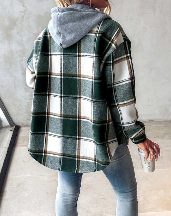 Constance – Hooded Plaid Shacket