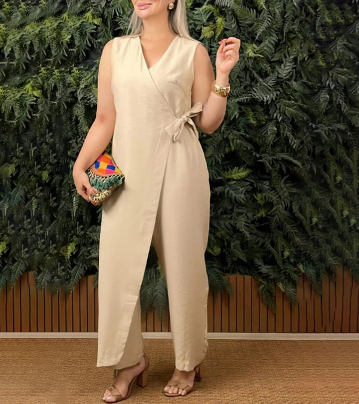 Elspeth – Sleeveless Wrap-Front Jumpsuit