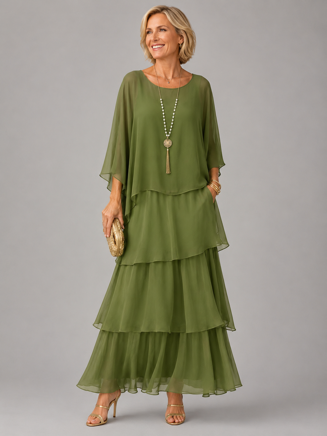 Lucinda – Tiered Chiffon-Look Maxi Dress