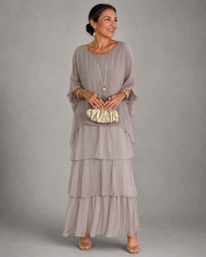 Lucinda – Tiered Chiffon-Look Maxi Dress