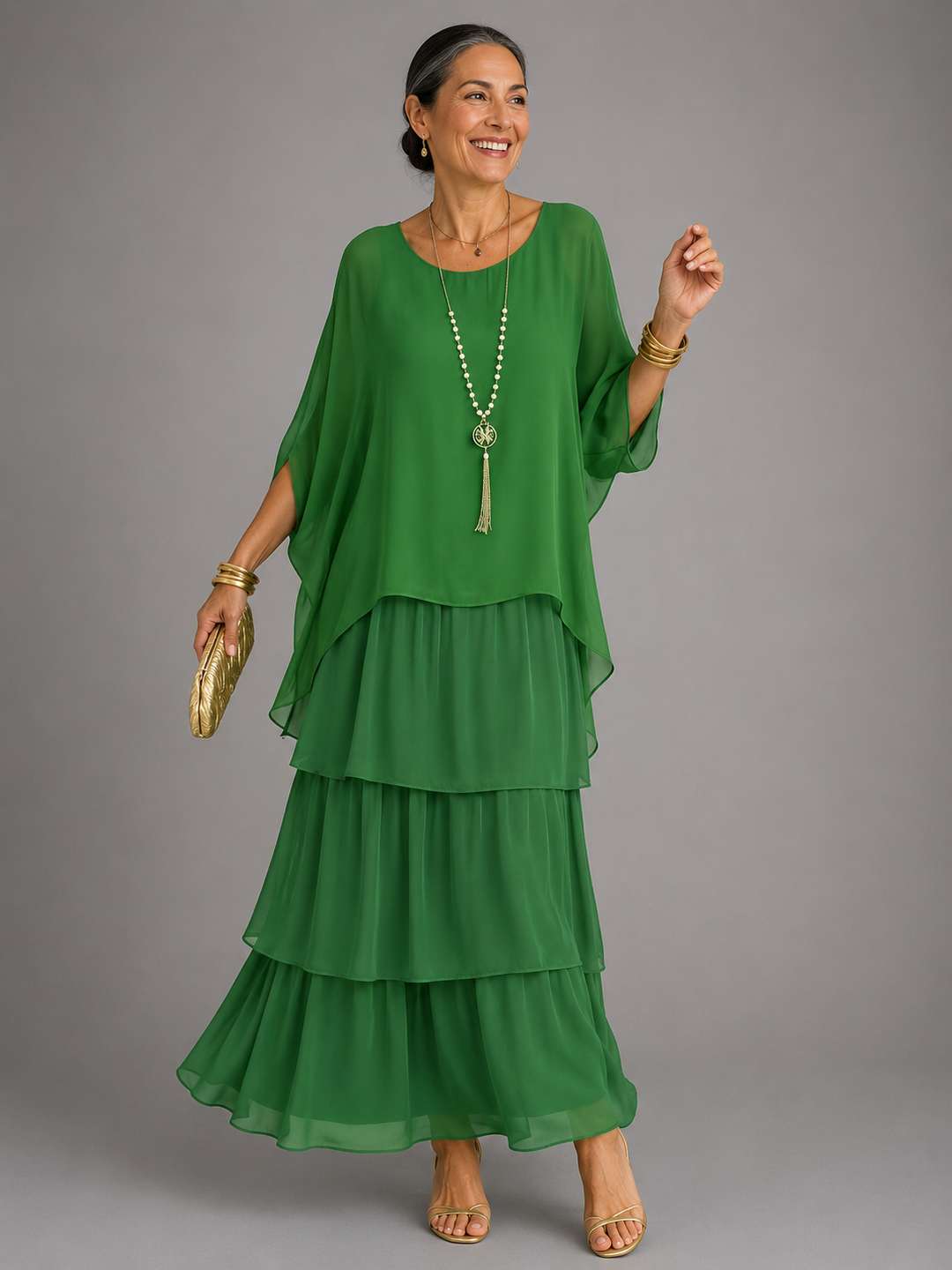 Lucinda – Tiered Chiffon-Look Maxi Dress