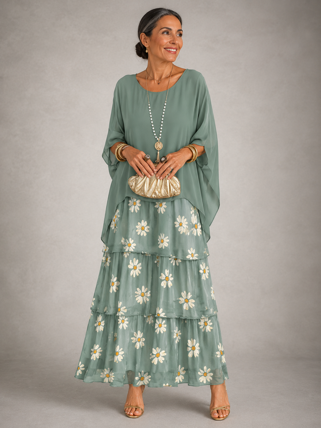 Lucinda – Tiered Chiffon-Look Maxi Dress