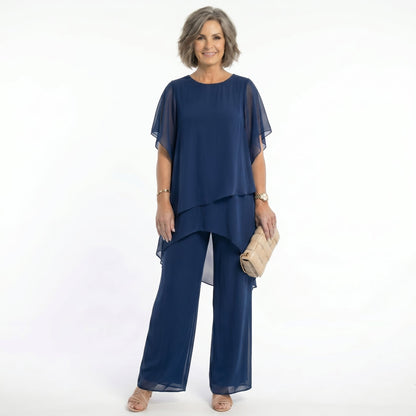 Saskia – Tiered Chiffon Tunic and Trouser Set