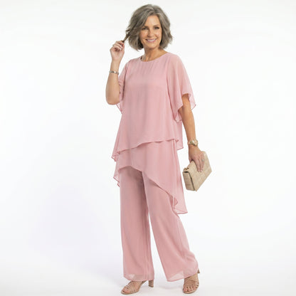 Saskia – Tiered Chiffon Tunic and Trouser Set