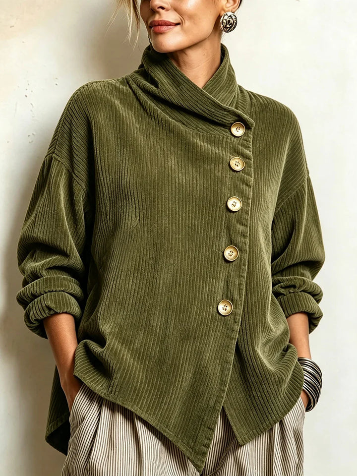 Jacqueline – Ribbed Button-Up Wrap Top
