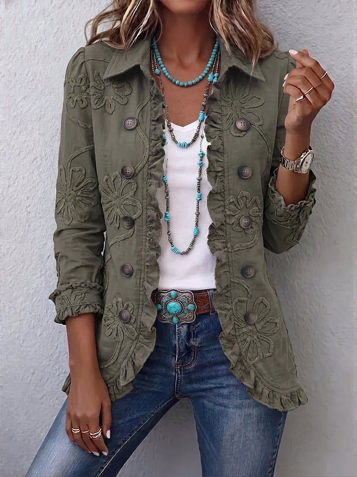 Molly – Boho Floral Embroidered Ruffled Jacket