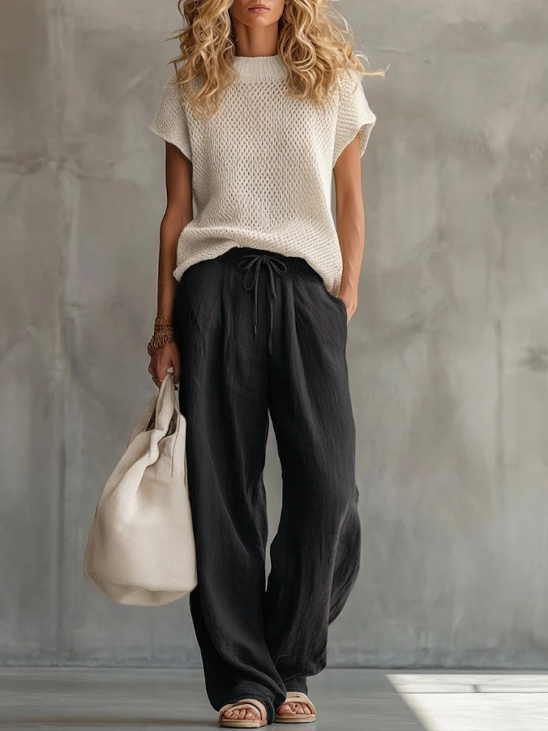 Rosamund – Knit Top and Wide-Leg Trouser Set