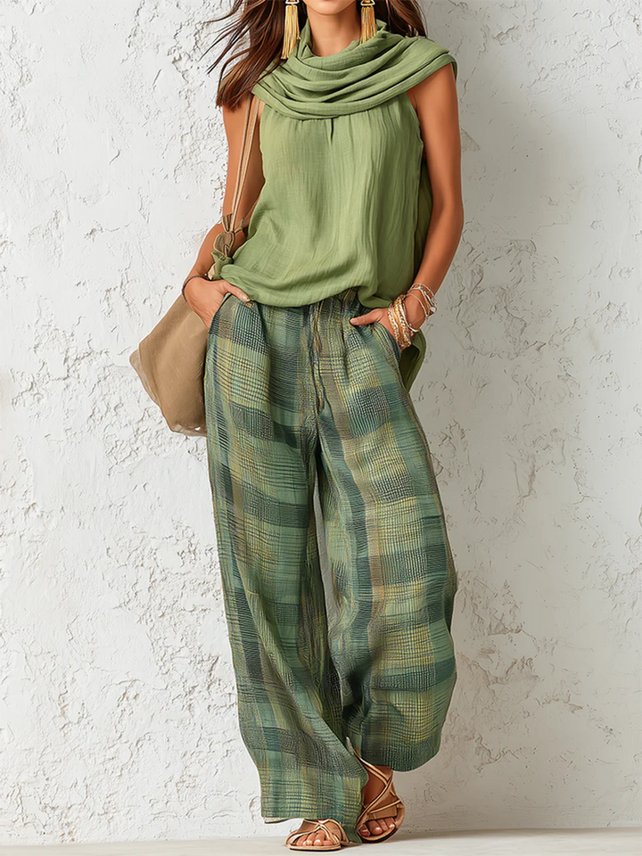 Ceridwen – Sleeveless Top and Wide-Leg Trousers Set