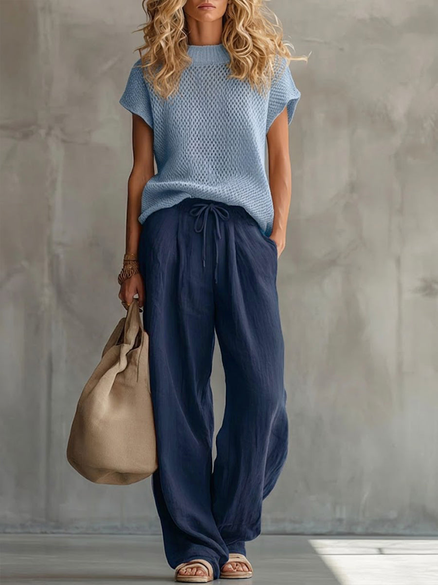 Rosamund – Knit Top and Wide-Leg Trouser Set