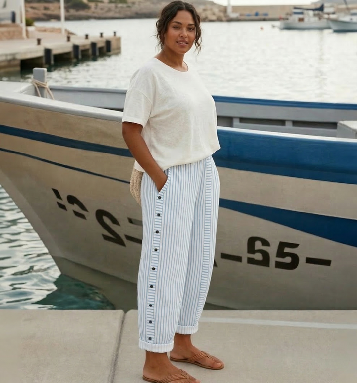 Elena | Striped Summer Trousers