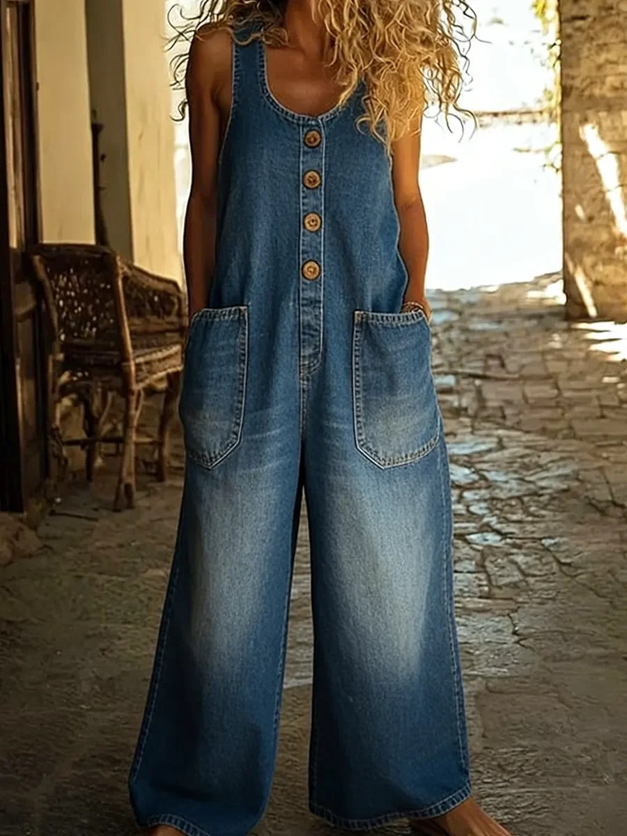 Sophia | Vintage Wash Denim Dungarees