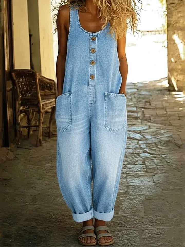 Sophia | Vintage Wash Denim Dungarees