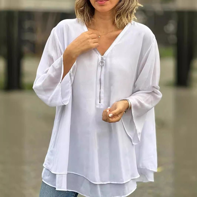 Jayne | Chiffon Zip Blouse