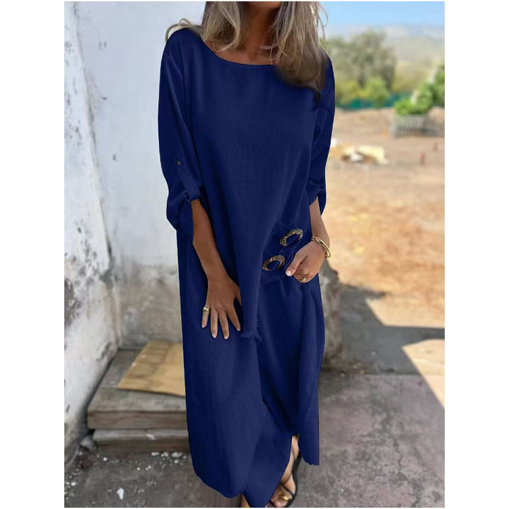 Sophia | Linen-Look Dress + Trousers - Comfortable Two-Piece Set