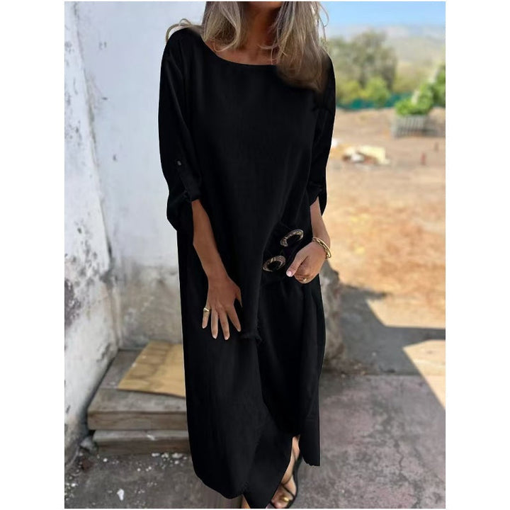 Sophia | Linen-Look Dress + Trousers - Comfortable Two-Piece Set